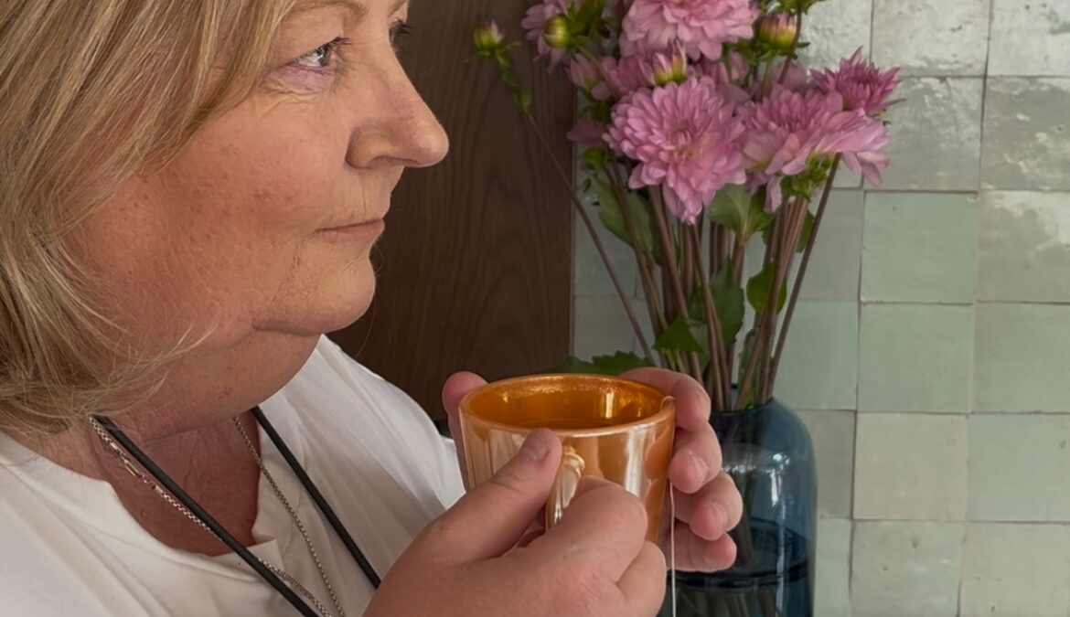 Indulging in a cup of herbal tea